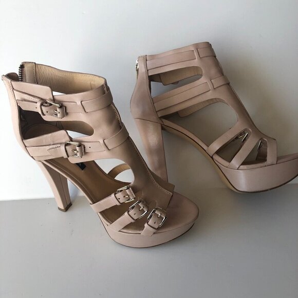 STELLA LUNA Nude Strappy Buckle Stiletto Heels Platform ankle boot sandal EU38 - Picture 5 of 16